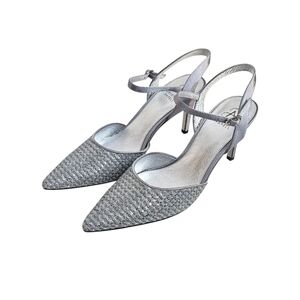 New Adrianna Papell "Houston" Silver Woven Shimmery Slingback Heels
